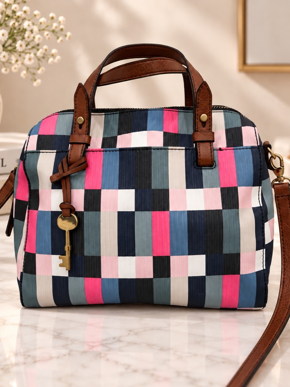 FOSSIL Colorblock Multicolor Satchel or Crossbody